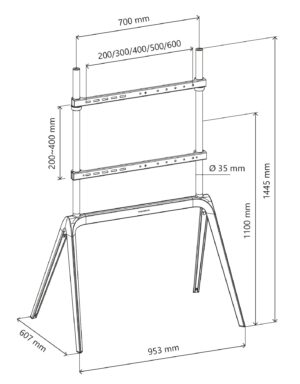 STAFFA  PAVIMENTO PER TV 55-86 LOAD 60KG 600X400 BIANCO METAL