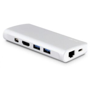 DOCKING TYPE C 9P TRAVELDOCK SILVER HDMI-VGA-MDP-2*USB-SD-MSD-USBC-GIGA