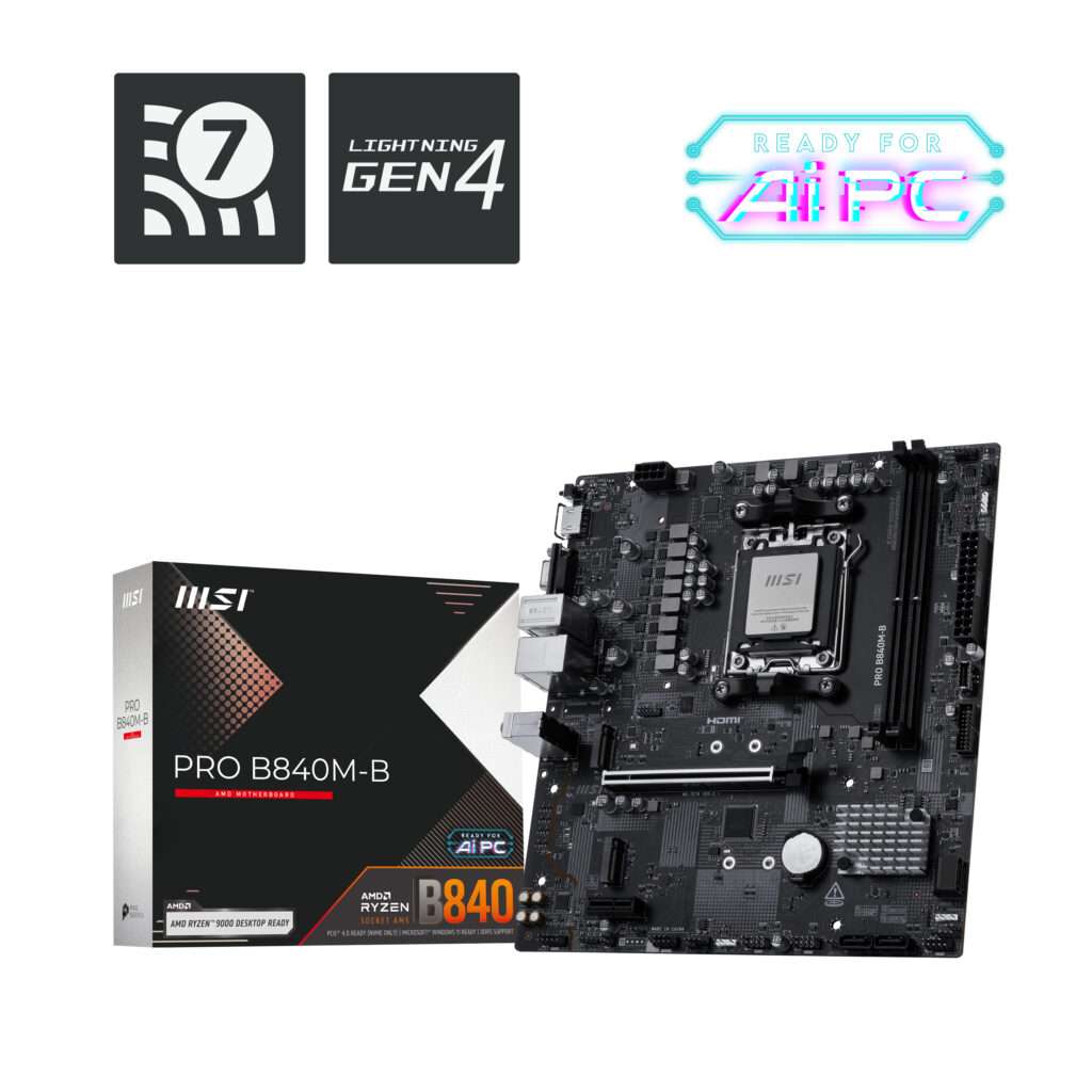 MB MSI PRO B840-B AM5 2DDR5 2PCIE 3M2 2SATA 1DVI MATX